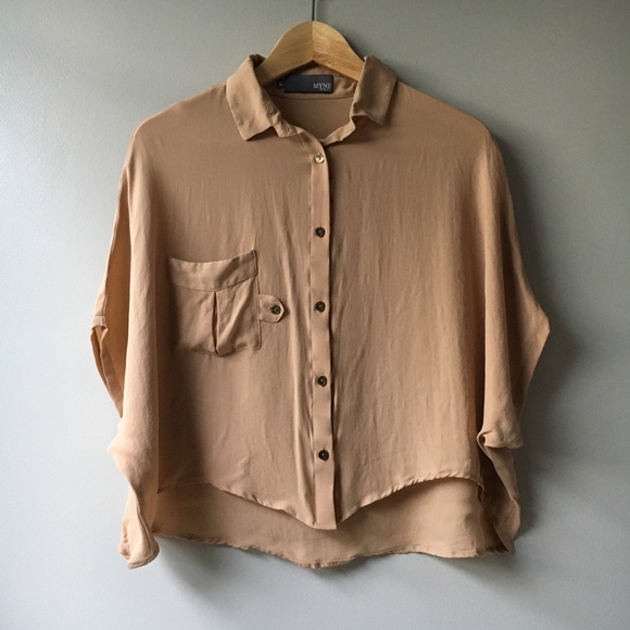 Myne Tops - MYNE Leslie Oversized Button Down Silk Top
